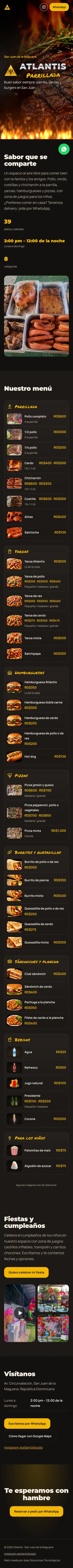 Web de Atlantis Parrillada en el celular